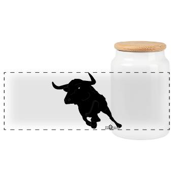 taureau en course - Boîte à biscuits avec couvercle en bois - blanc - Devant