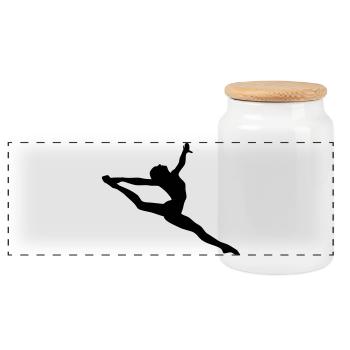 Fille de gymnastique - Boîte à biscuits avec couvercle en bois - blanc - Devant