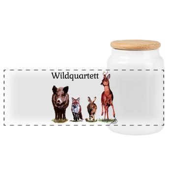 Quatuor sauvage - Boîte à biscuits avec couvercle en bois - blanc - Devant