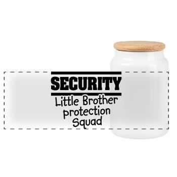 Sécurité Petit frère protection squat - Big bro - Boîte à biscuits avec couvercle en bois - blanc - Devant