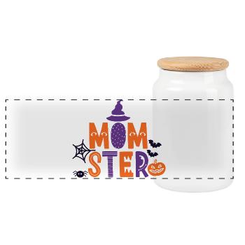 MOMster Halloween - Panorama Keksdose mit Holzdeckel - Weiß - Vorne