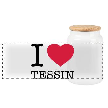 I LOVE TESSIN - Panorama Keksdose mit Holzdeckel - Weiß - Vorne
