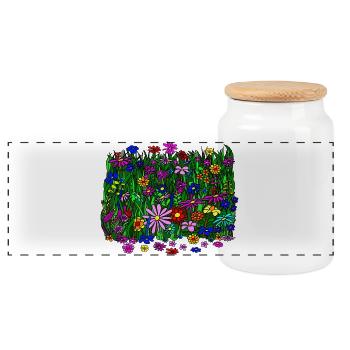 Prairie fleurie : belles fleurs colorées - Boîte à biscuits avec couvercle en bois - blanc - Devant
