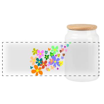 spring flowers - Panoramic Cookie Jar with Wooden Lid - white - Front