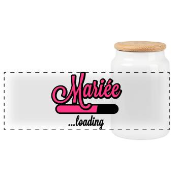 Mariée loading - Panoramic Cookie Jar with Wooden Lid - white - Front