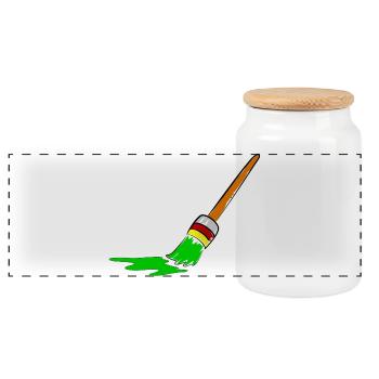 Urban Graffiti Brush Design - Panoramic Cookie Jar with Wooden Lid - white - Front