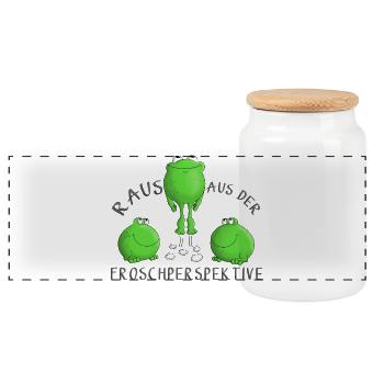 Grenouille de motivation - Boîte à biscuits avec couvercle en bois - blanc - Devant