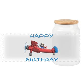 Joyeux anniversaire - Boîte à biscuits avec couvercle en bois - blanc - Devant