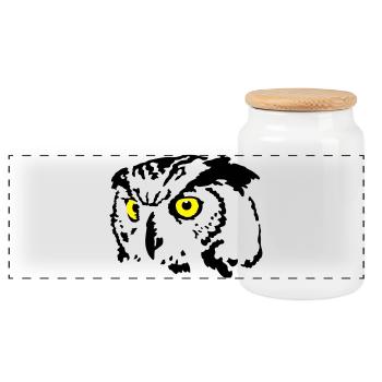 chouette - Boîte à biscuits avec couvercle en bois - blanc - Devant