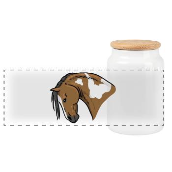 Portrait de cheval - Boîte à biscuits avec couvercle en bois - blanc - Devant