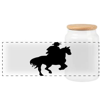 Horses, horse, riding,pony, cowboy, trot, Gallop - Panoramic Cookie Jar with Wooden Lid - white - Front