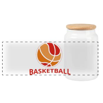 Basketball Retro Design - Panorama Keksdose mit Holzdeckel - Weiß - Vorne