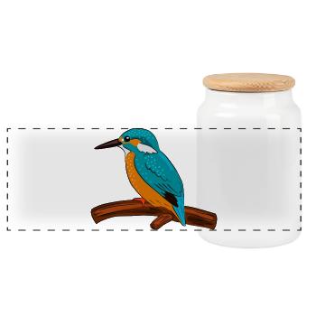 martin-pêcheur - Boîte à biscuits avec couvercle en bois - blanc - Devant