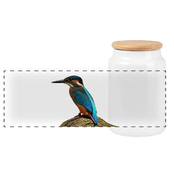 coole vögel, fischendes Eisvogel männchen - Panorama Keksdose mit Holzdeckel - Weiß - Vorne