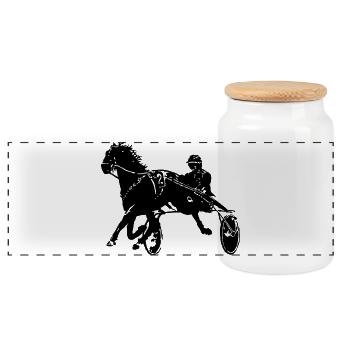 Trotting trotters - Panoramic Cookie Jar with Wooden Lid - white - Front