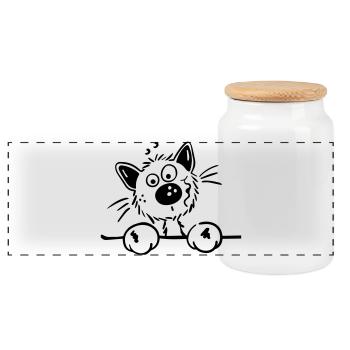 Mignon Chat - Boîte à biscuits avec couvercle en bois - blanc - Devant