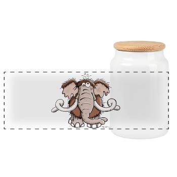 Mammouth mignon - Boîte à biscuits avec couvercle en bois - blanc - Devant