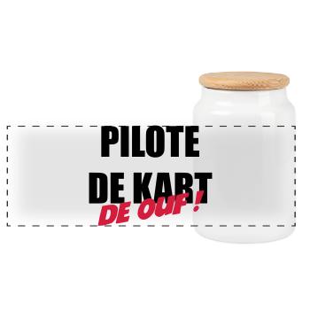 Karting / Kart / Go-Kart / Sport / Driver - Panoramic Cookie Jar with Wooden Lid - white - Front