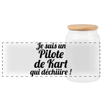 Karting / Kart / Go-Kart / Sport / Driver - Panoramic Cookie Jar with Wooden Lid - white - Front