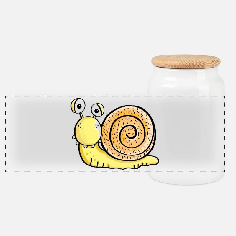 Mignon Escargot - Boîte à biscuits avec couvercle en bois - blanc