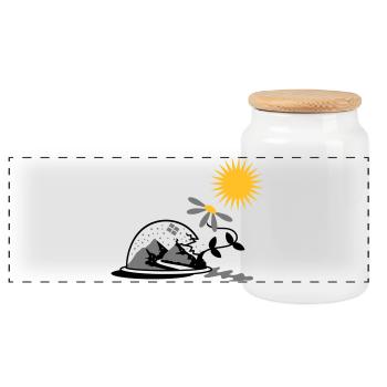 Snow globe with sunflower and sun - Panoramic Cookie Jar with Wooden Lid - white - Front