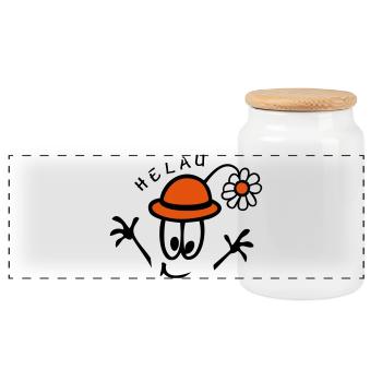 Carnival Helau - Panoramic Cookie Jar with Wooden Lid - white - Front