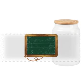 empty green slate for your own labeling - Panoramic Cookie Jar with Wooden Lid - white - Front