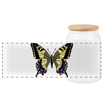 dovetail - Panoramic Cookie Jar with Wooden Lid - white - Front