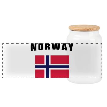 Norway Flag - Panorama Keksdose mit Holzdeckel - Weiß - Vorne