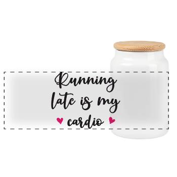 Courir tard est mon cardio - Boîte à biscuits avec couvercle en bois - blanc - Devant