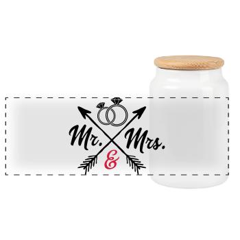 Mr. And Mrs. - Panorama Keksdose mit Holzdeckel - Weiß - Vorne