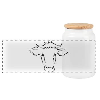 Cow cows - Panoramic Cookie Jar with Wooden Lid - white - Front