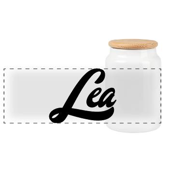 Lea Name Abstract Color Explosion Art Design - Panoramic Cookie Jar with Wooden Lid - white - Front
