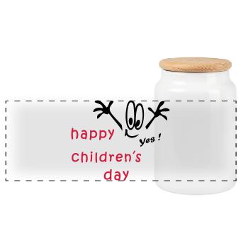Children's Day, Children's Day - Panoramic Cookie Jar with Wooden Lid - white - Front
