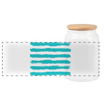 The Blue Line - Stripe Design - Panoramic Cookie Jar with Wooden Lid - white - Front