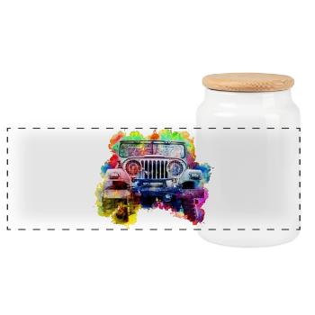 Jeep - Boîte à biscuits avec couvercle en bois - blanc - Devant