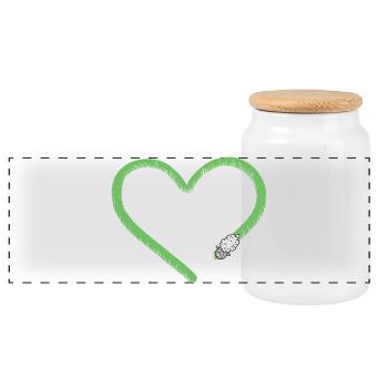 Heart Sheep I Sheep Comic - Panoramic Cookie Jar with Wooden Lid - white - Front