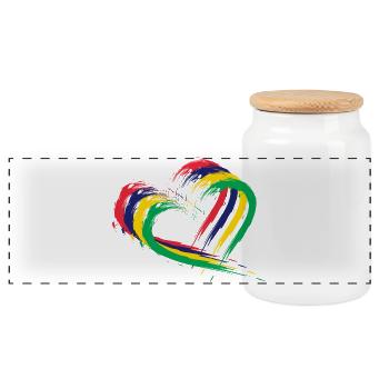 Mauritius Heart - Panoramic Cookie Jar with Wooden Lid - white - Front