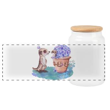 Suricate - Boîte à biscuits avec couvercle en bois - blanc - Devant
