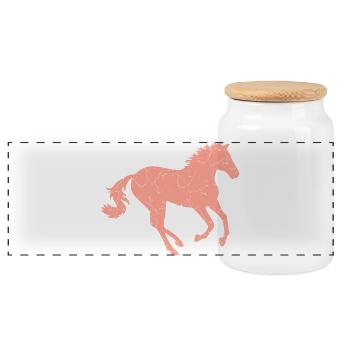 Cheval au galop - Boîte à biscuits avec couvercle en bois - blanc - Devant