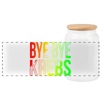 Bye Bye Kreps Regenbogen Design - Panorama Keksdose mit Holzdeckel - Weiß - Vorne