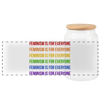 Feminism is for Everyone Rainbow - Panorama Keksdose mit Holzdeckel - Weiß - Vorne