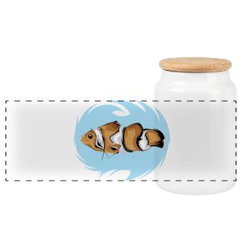 Clownfisch Symbol Logo icon Farben Illustration - Panorama Keksdose mit Holzdeckel - Weiß - Vorne