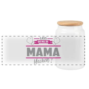 Lass das mal die Mama machen - Panorama Keksdose mit Holzdeckel - Weiß - Vorne