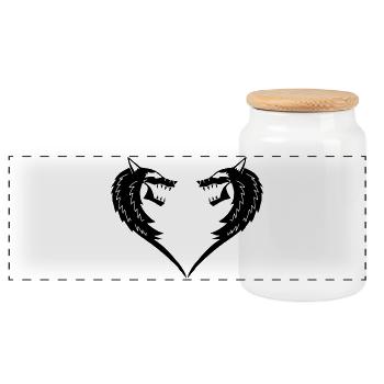 Coeur de loup noir - Boîte à biscuits avec couvercle en bois - blanc - Devant
