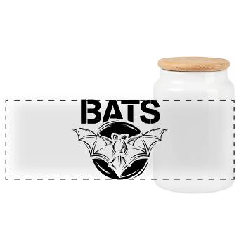 Bats Symbol Logo Bat Illustration Graphic - Boîte à biscuits avec couvercle en bois - blanc - Devant