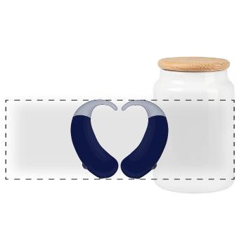 Heart and Hearing Aid - Panoramic Cookie Jar with Wooden Lid - white - Front