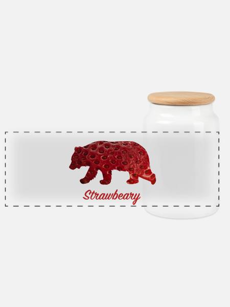 Strawbeary - Panorama Keksdose mit Holzdeckel - Weiß