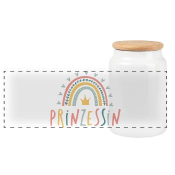 Prinzessin - Regenbogen - Panorama Keksdose mit Holzdeckel - Weiß - Vorne