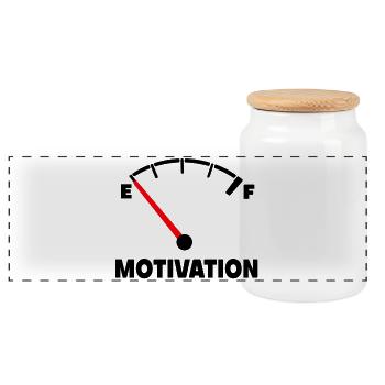 Die Motivation ist bei Null. Nachfüllen so * - Panorama Keksdose mit Holzdeckel - Weiß - Vorne